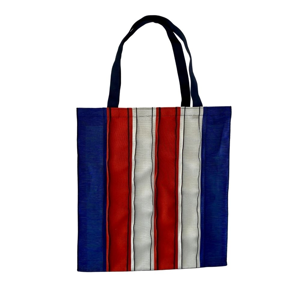 Large Tote Bag - Red, Blue & Silver Solid Colors