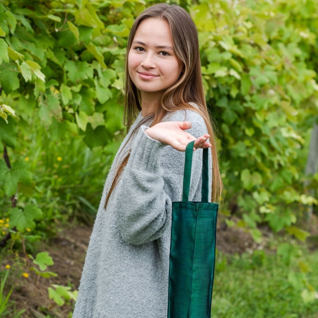 Luxury Wine Tote Bag, One Beverage Bottle Carrier, Woven lightweight material, Durable, Bold Colors, Pastels, Made in USA, Handmade, Long-lasting, Perfect Gift for Wine Lovers, Finger Lakes Wine Region Gifts, ShimaShima Bags