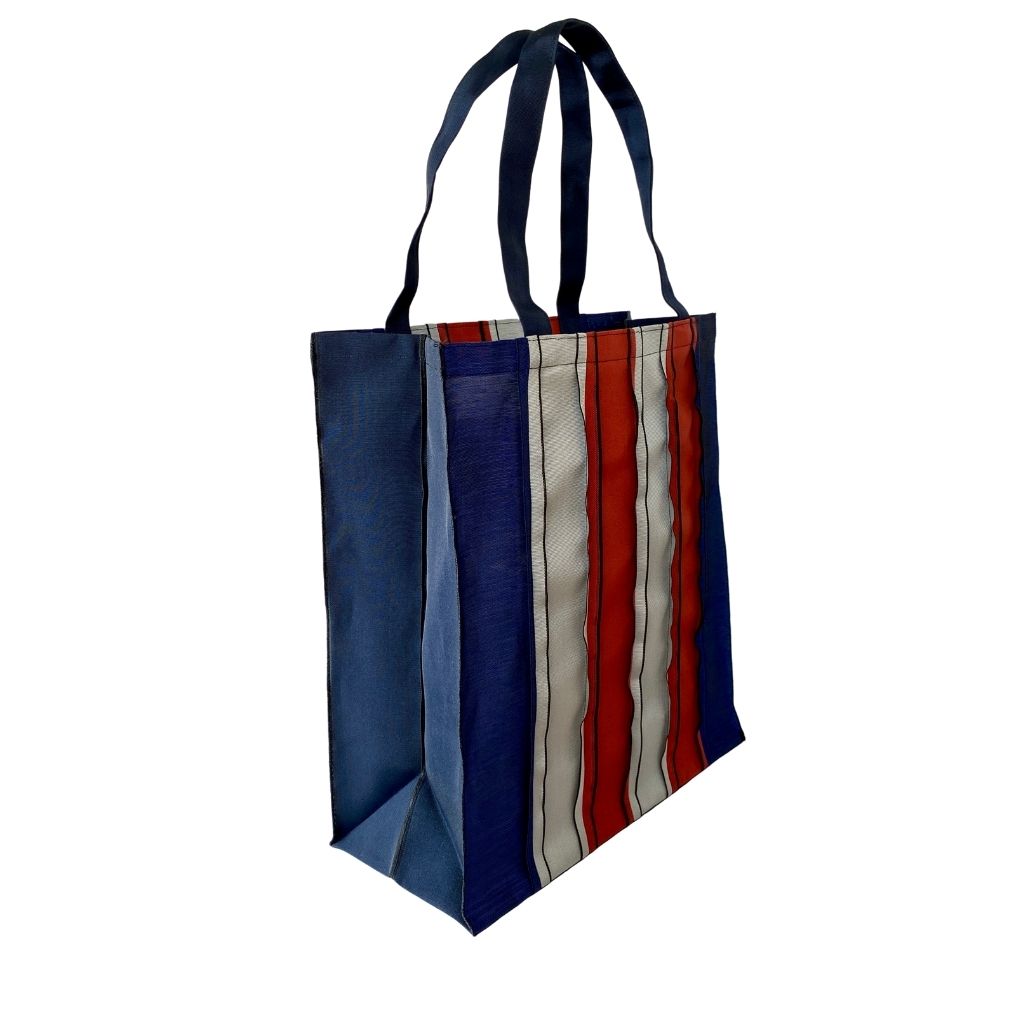 Large Tote Bag - Red, Blue & Silver Solid Colors